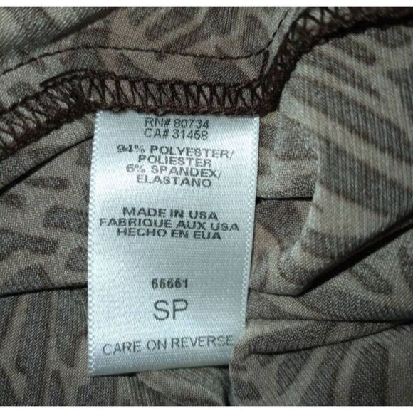 BCBGMAXAZRIA BROWN & CREAM WRAP DRESS SZ.SP EUC - Picture 7 of 7